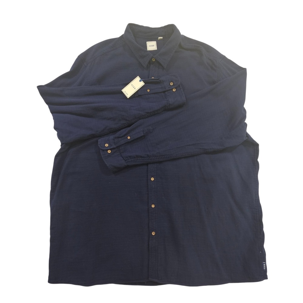 NWT ROWM Men's 4XT Navy Blue LS Med Weight Button Up Shirt Pockets‎ Casual Tall